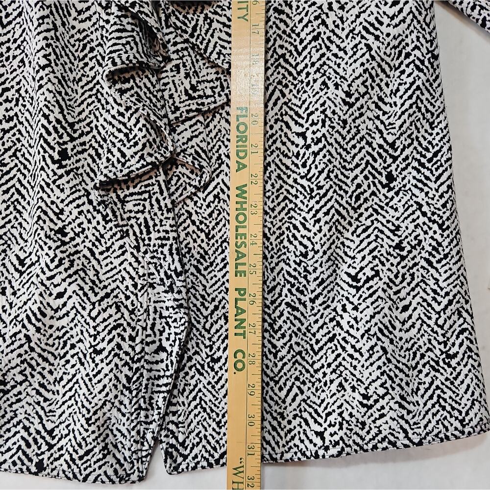 NWT Calvin Klein Women's Black White Herringbone Tweed Ruffle Lined Blazer 16W - Picture 5 of 12